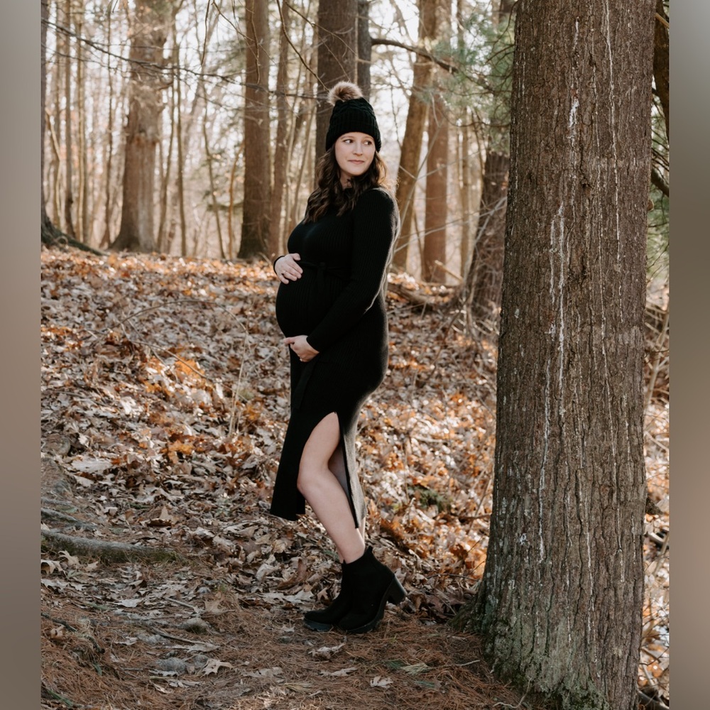 Black Medium Maternity Sweater Dress